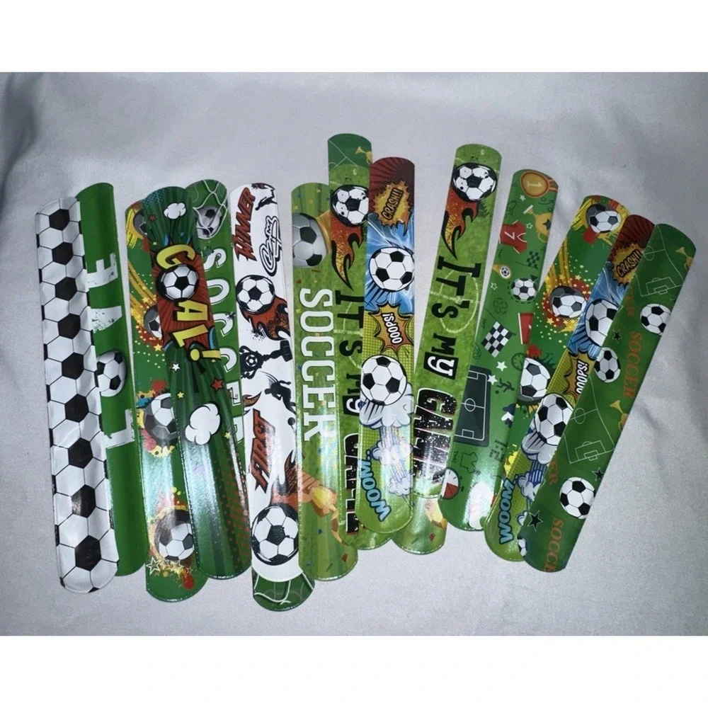 Party Favors Slap Bracelets Lot Soccer Theme Unisex 20 Pieces Green